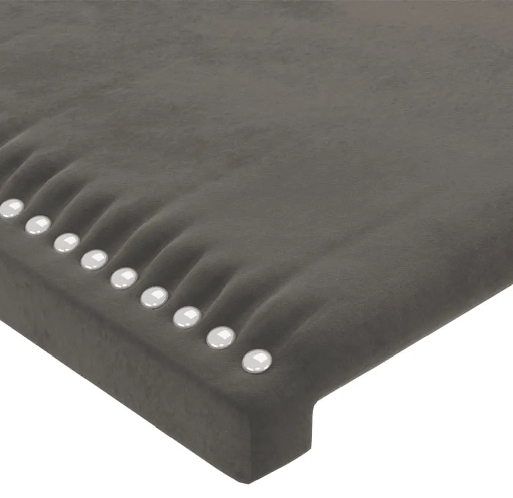 Cabeceira cama c/ luzes LED veludo 103x16x78/88 cm cinza-escuro