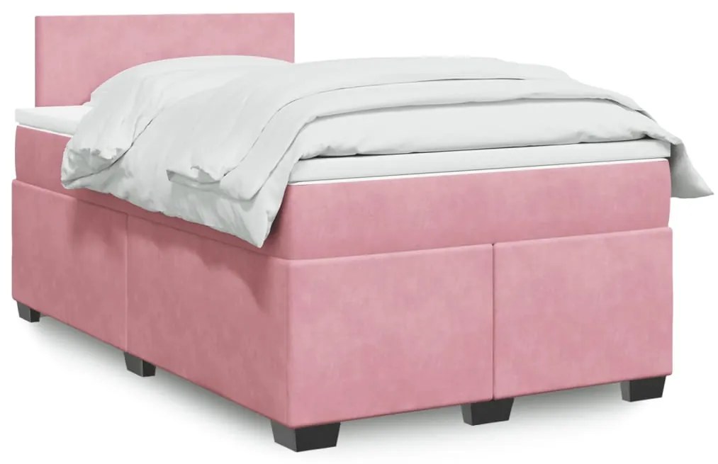 Cama boxspring com colchão 120x190 cm veludo rosa