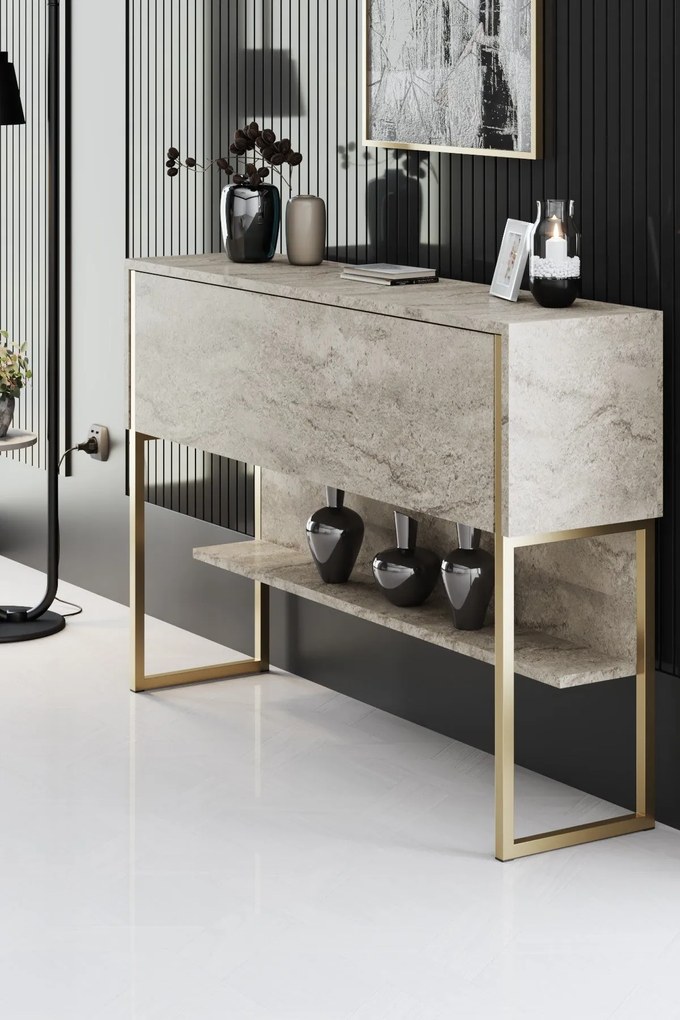 Cômoda Luxe – Travertine Gold – 120 cm x 80 cm x 30 cm