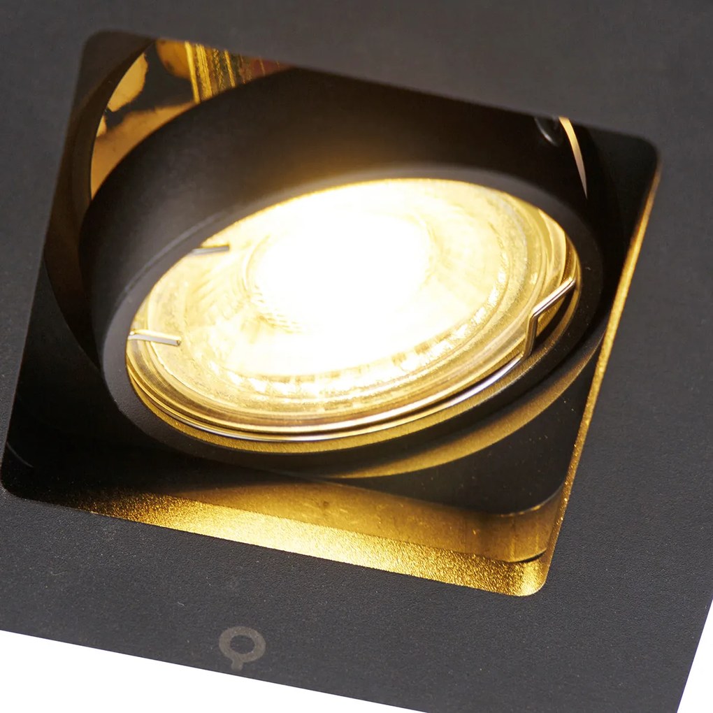 Conjunto de 3 focos embutidos modernos pretos ajustáveis - Qure