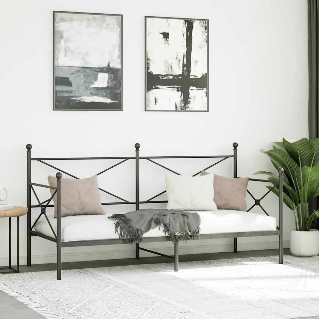 Cama de Dia sem Colchão 90x190 cm aço preto