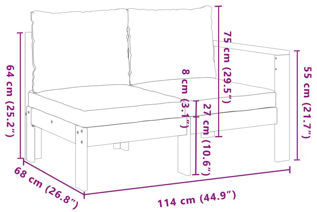 4 pcs conjunto de sofás de jardim com almofadões acácia maciça