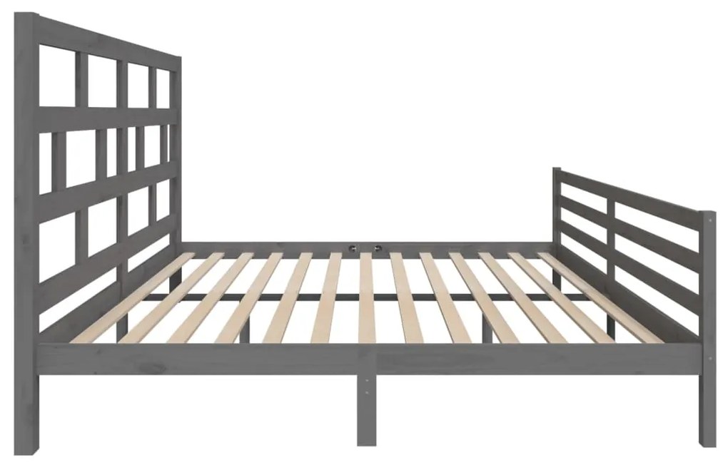 Estrutura de cama 200x200 cm madeira de pinho maciça cinzento