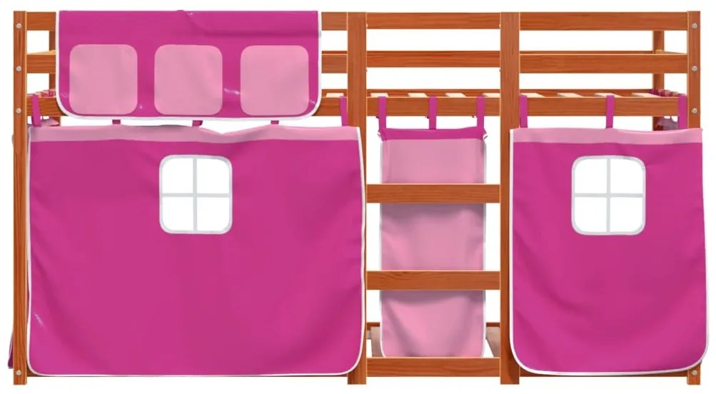 Beliche com cortinas 90x200 cm madeira de pinho maciça rosa