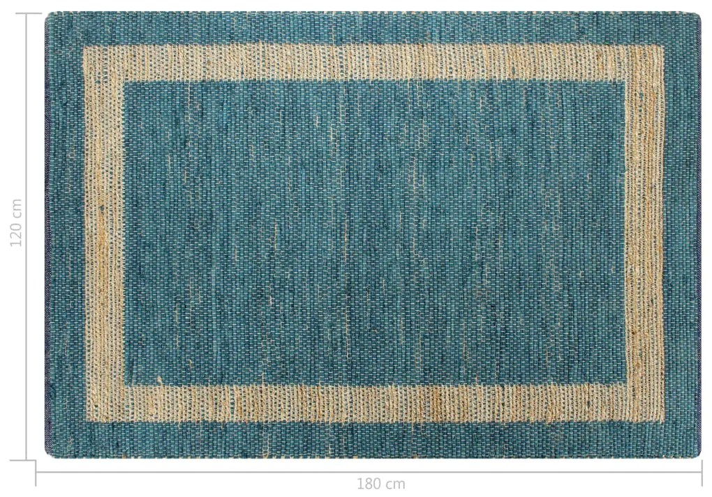 Tapete artesanal em juta azul 120x180 cm