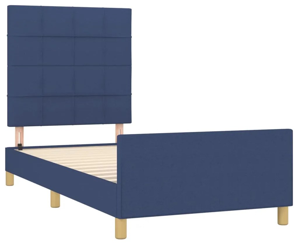 Estrutura de cama sem colchão 90x200 cm tecido azul