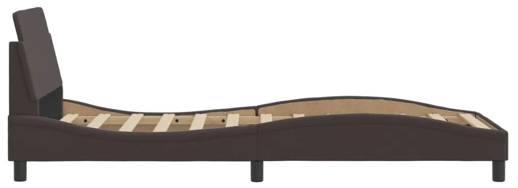 Estrutura de cama sem colchão 90x200 cm tecido castanho-escuro