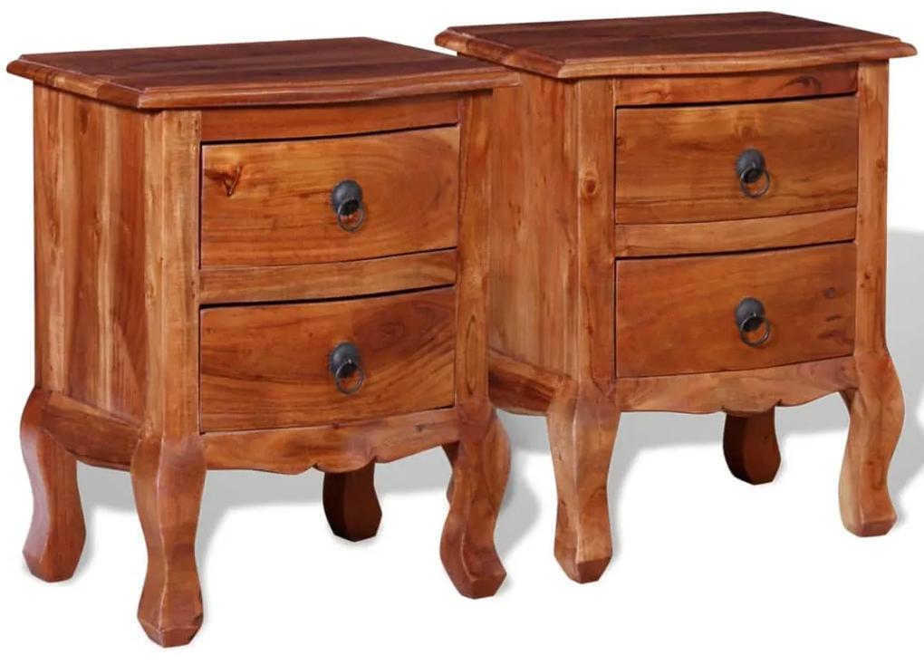Mesas de cabeceira com gavetas 2 pcs madeira de acácia maciça