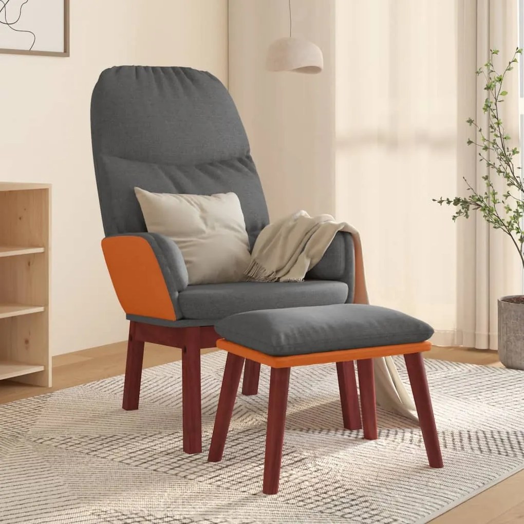 vidaXL Cadeira de descanso com banco tecido cinzento-claro