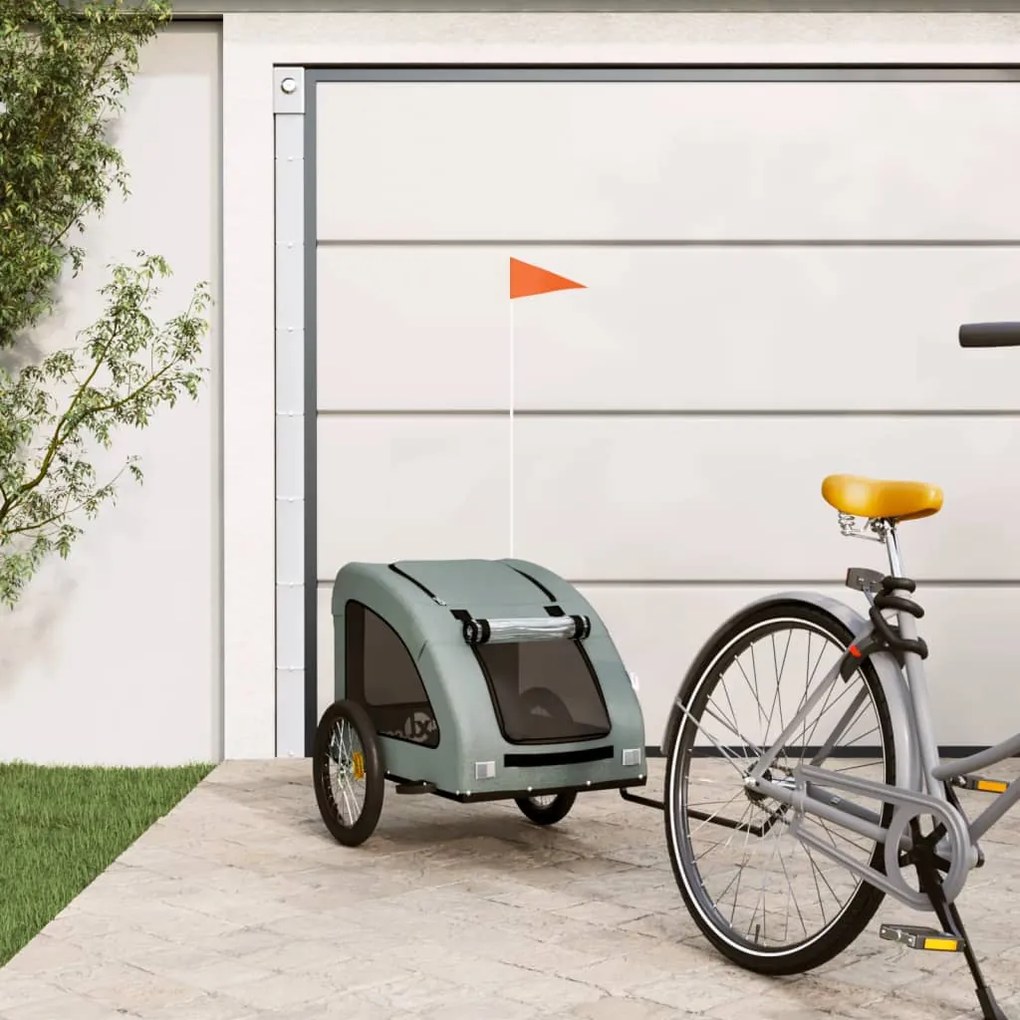 vidaXL Reboque bicicleta animais tecido oxford/ferro cinzento