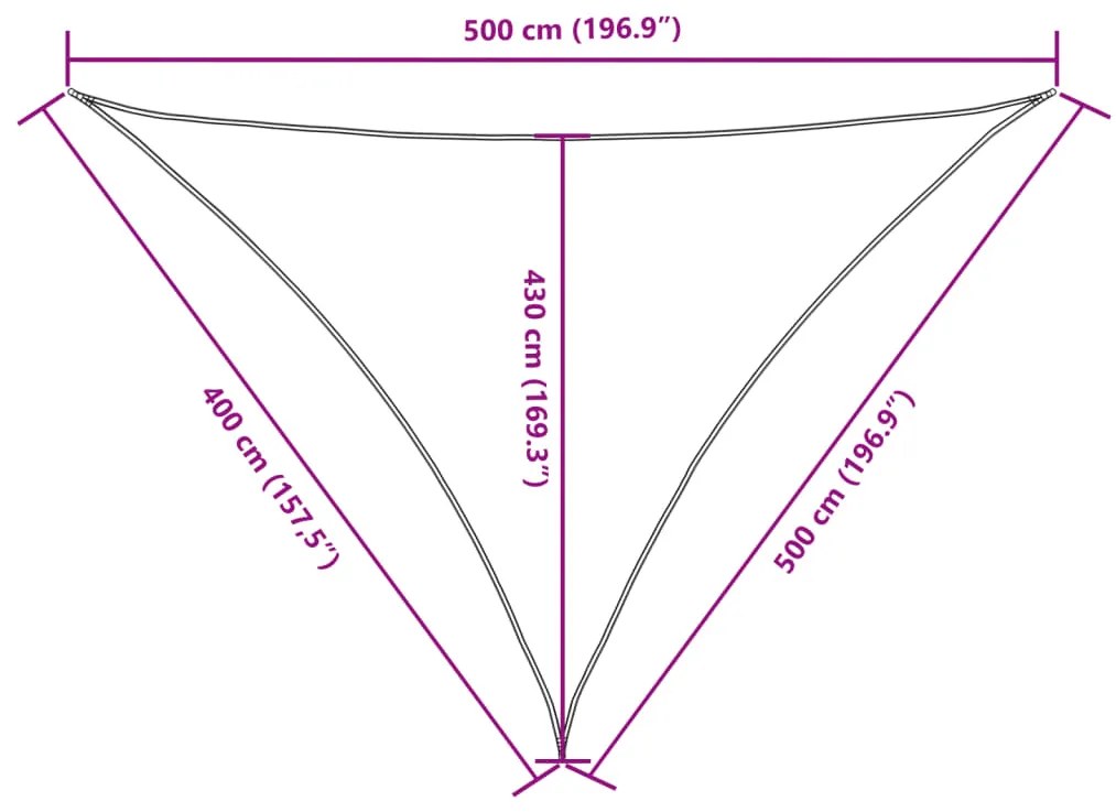 Para-sol estilo vela tecido oxford triangular 4x5x5 m branco