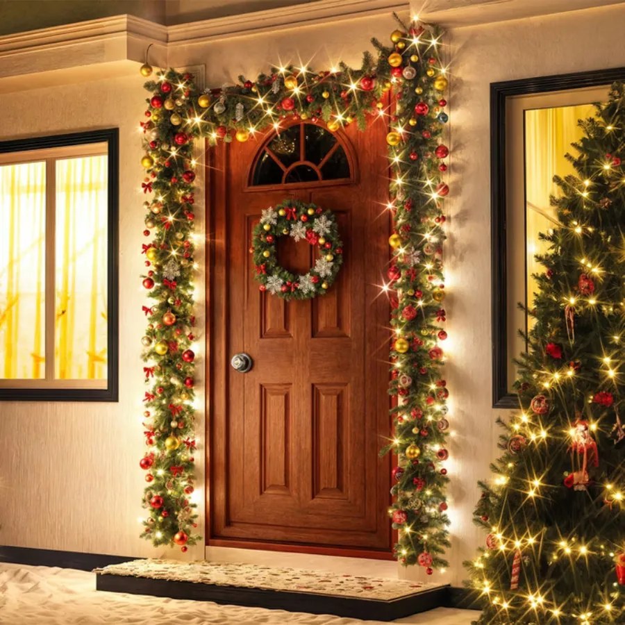 Guirlanda de Natal 5 m decorada com comando à distância Verde