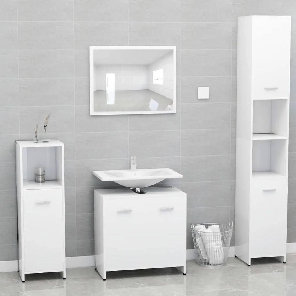 802579 vidaXL Conjunto de móveis casa de banho derivados de madeira branco