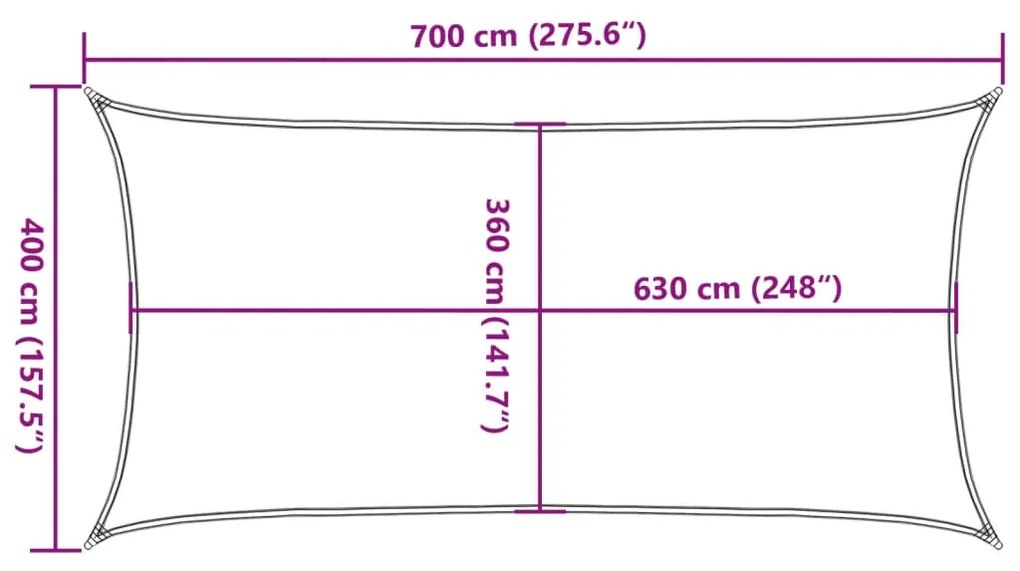 Para-sol estilo vela 160 g/m² 4x7 m PEAD branco