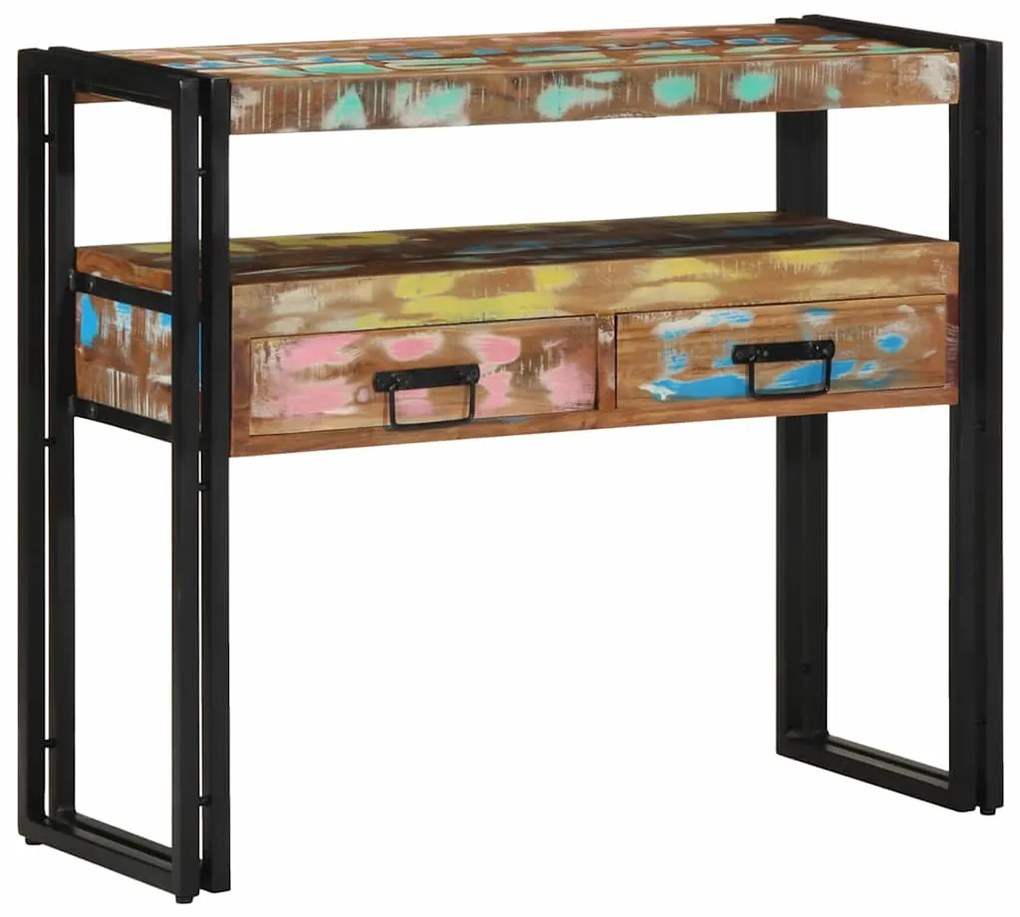 Mesa de Apoio vidaXL Multicolorida 90x33x75 cm em Madeira Recuperada e