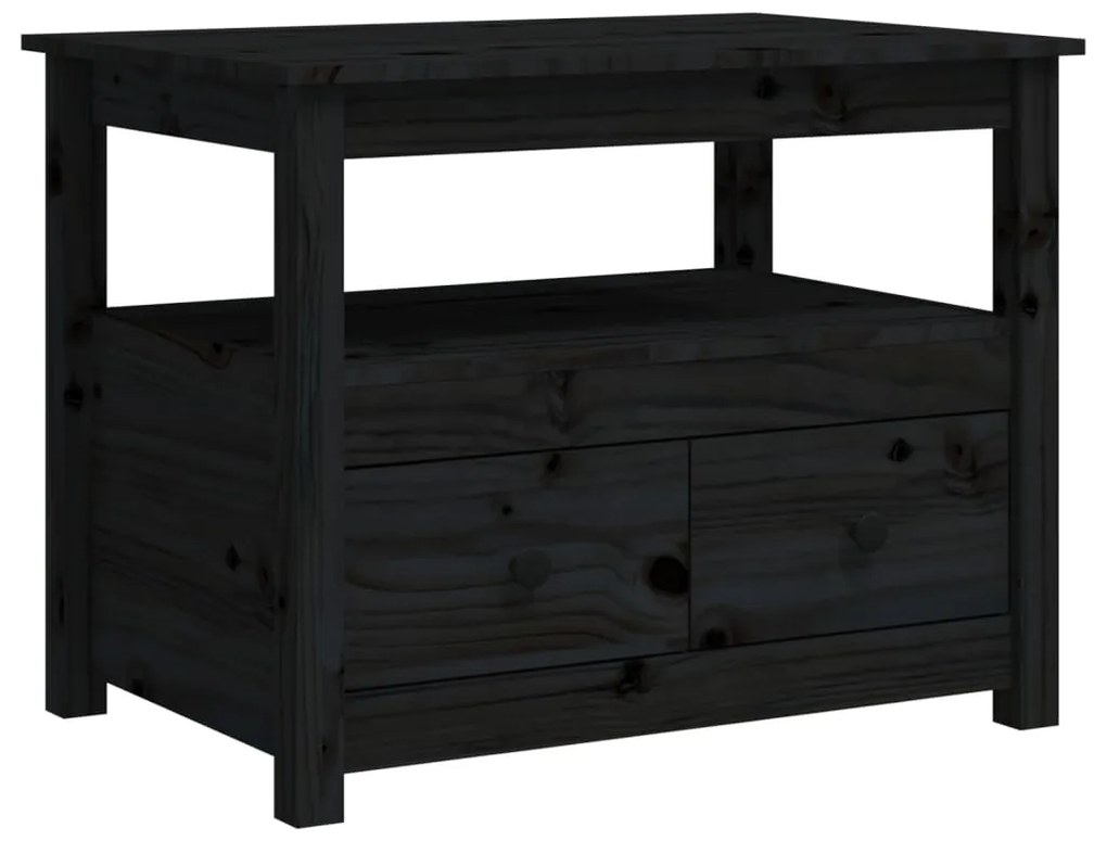 vidaXL Mesa de centro 71x49x55 cm pinho maciço preto