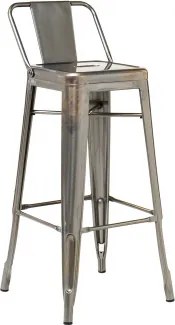 Pacote De 2 Bancos Altos ↑75 Cm Com Encosto Em Aço Lix Cinzento Escovado - Sklum
