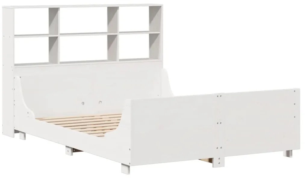 Cama com estante sem colchão 160x200 cm madeira maciça branco