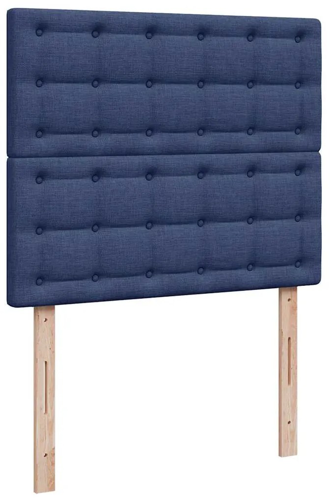Cama box spring c/ colchão e LED 120x190 cm tecido azul