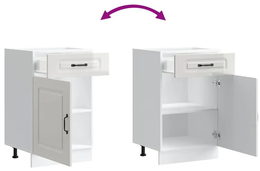 Armário de cozinha baixo Kalmar branco alto brilho