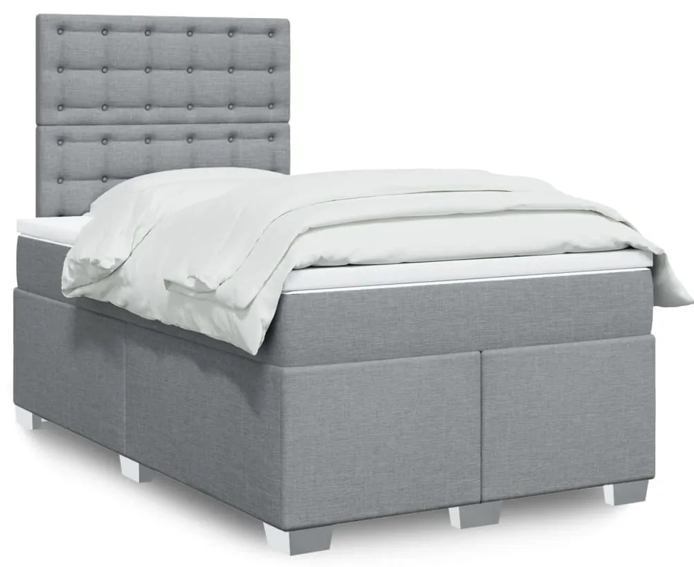 Cama com molas/colchão 120x200 cm tecido cinza-claro