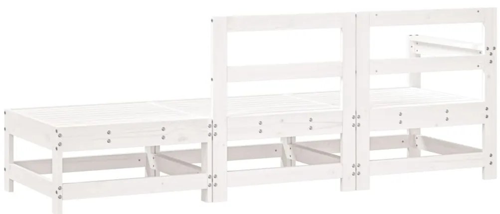 3 pcs conjunto lounge de jardim madeira de pinho maciça branco