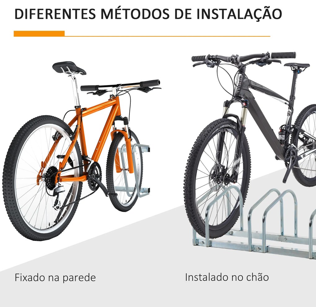 Estacionamento para 4 Bicicletas Suporte de Aço para Estacionar Bicicl