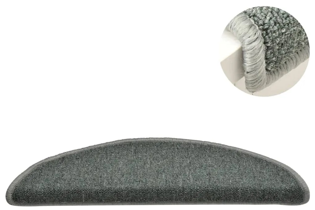 Tapete/carpete para degraus 15 pcs 56x17x3 cm verde-escuro