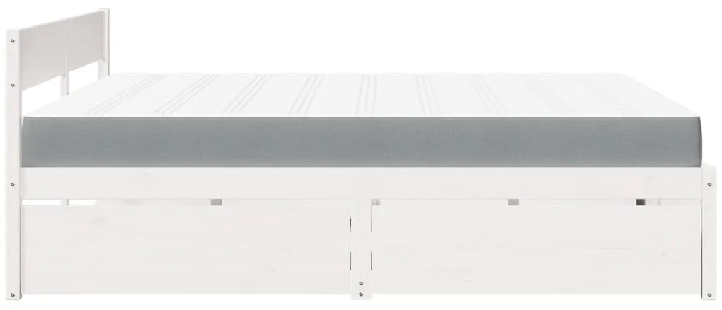 Cama com gavetas e colchão 180x200 cm pinho maciço branco