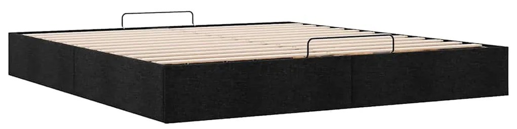 Estrutura de cama otomana sem colchão 200x200 cm tecido preto