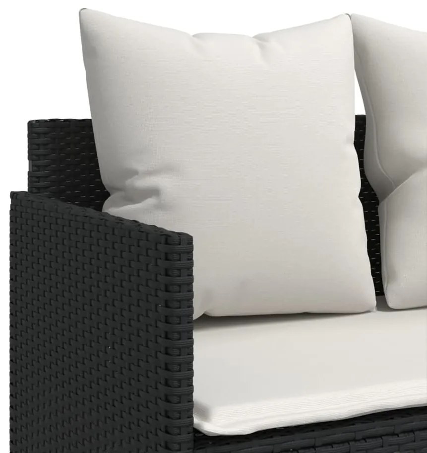 5 pcs conjunto sofás de jardim com almofadões vime PE preto