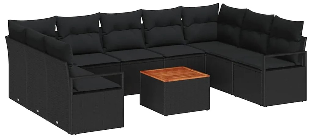 Conjunto de Sofá de Jardim 10 pcs Preto Grande Vime