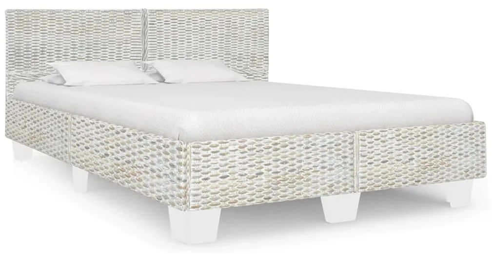 vidaXL Estrutura de cama 160x200 cm vime genuíno cinzento