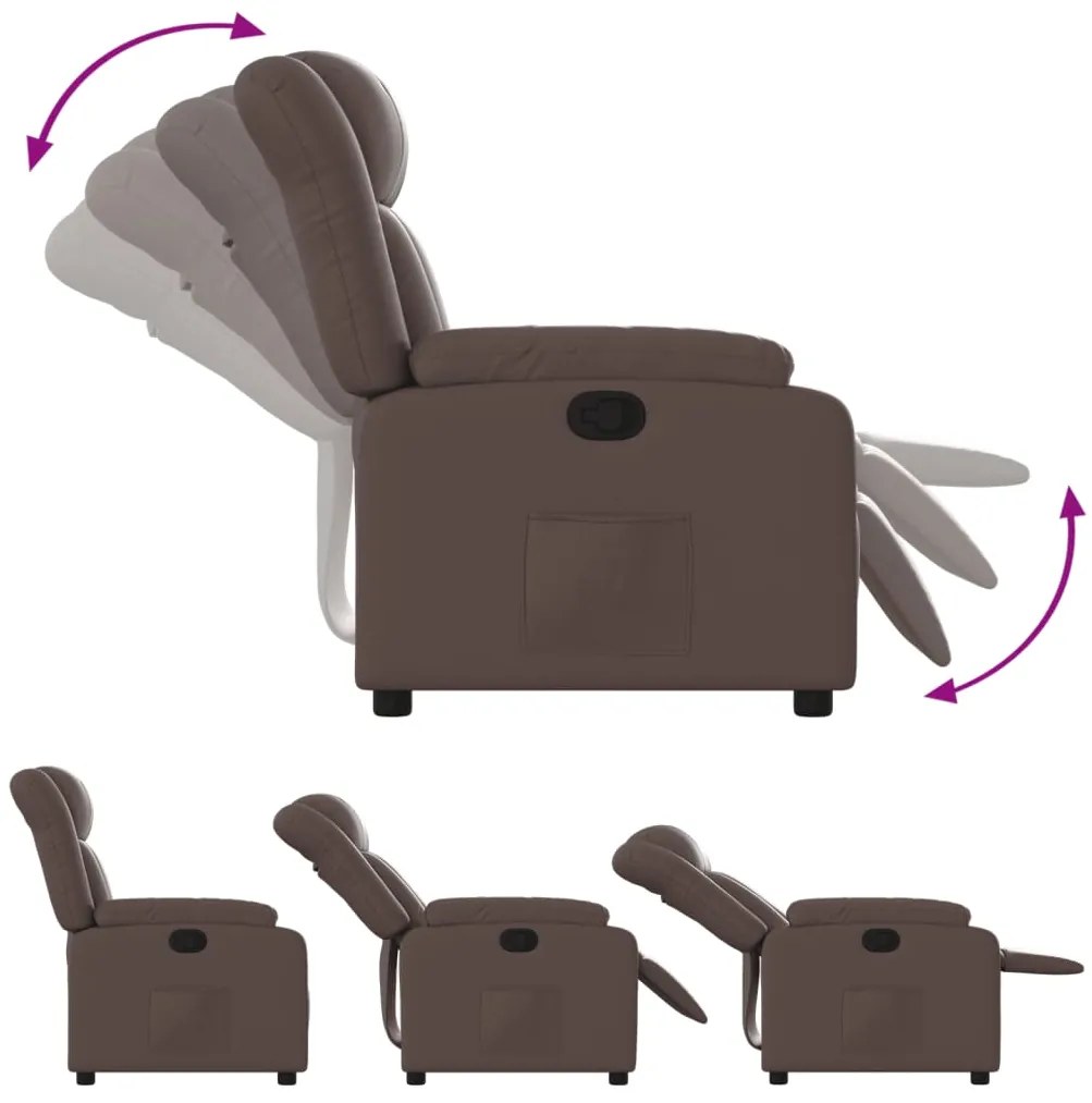 Poltrona reclinável couro artificial castanho