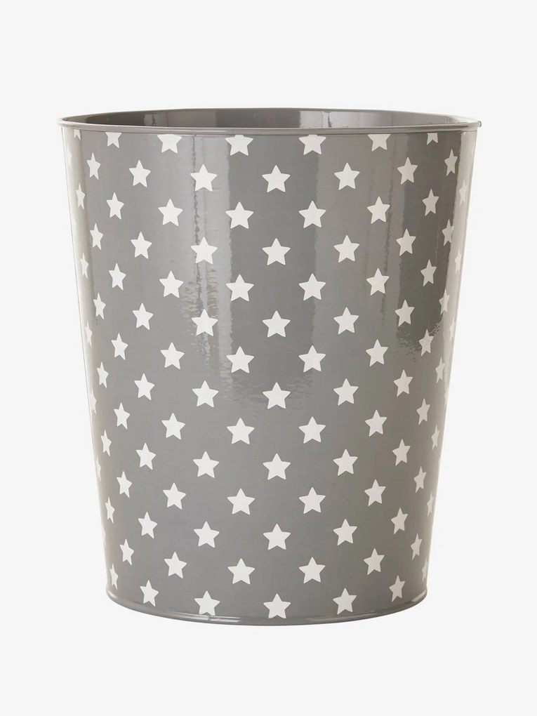 Balde para papéis, em metal, às estrelas cinzento