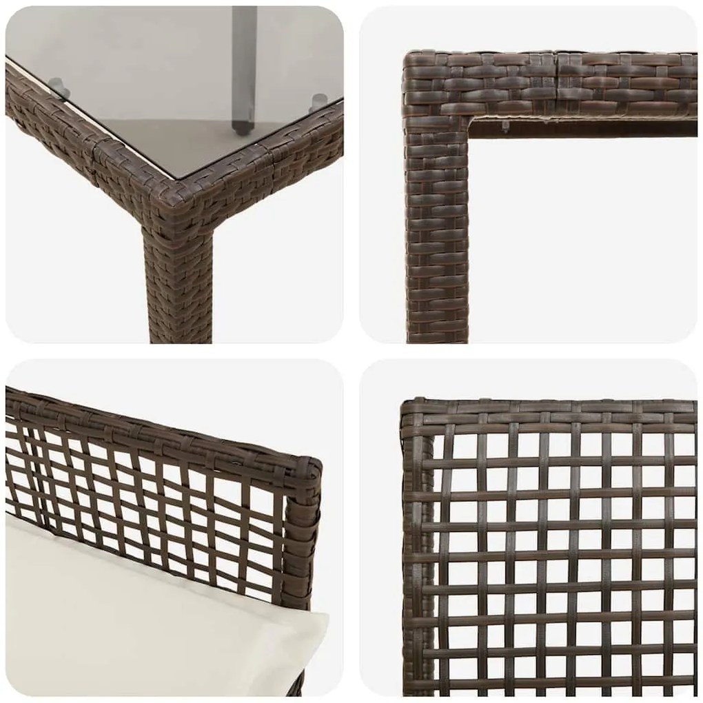 Conjunto de Jantar para Jardim 9 pcs Castanho 190 x 90 x 75 cm