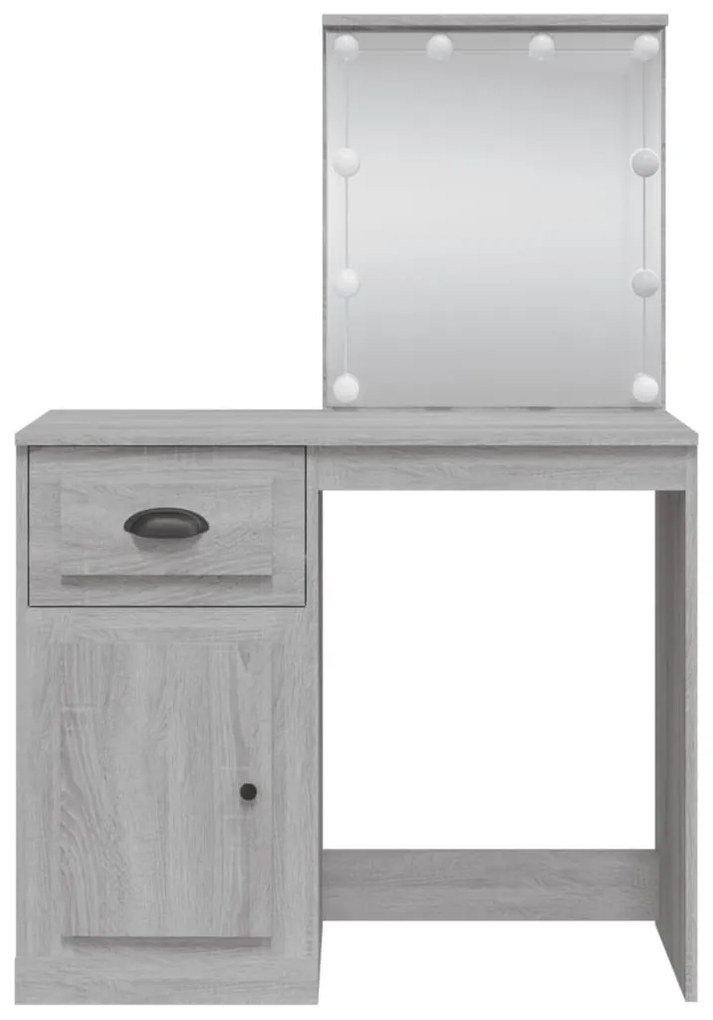 Toucador com luzes LED 90x42x132,5 cm cinzento sonoma
