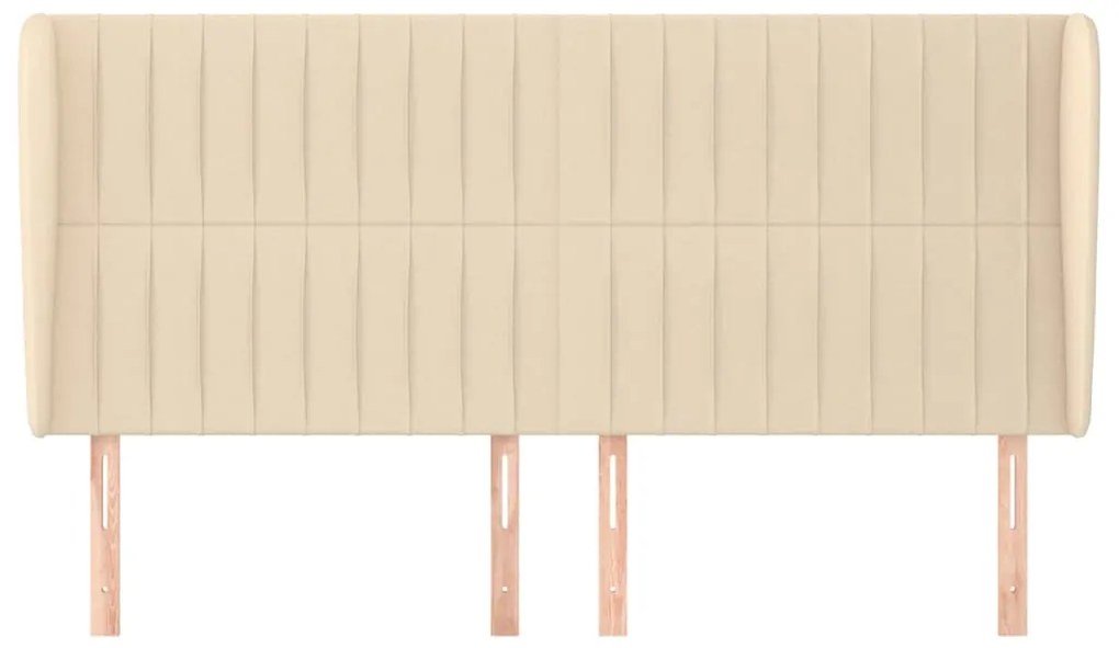 Cabeceira de cama c/ abas tecido 163x23x118/128 cm creme