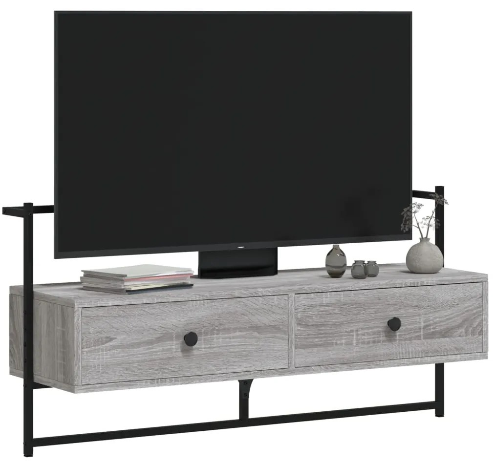 Móvel TV de parede 100,5x30x51cm deriv. madeira cinzento sonoma