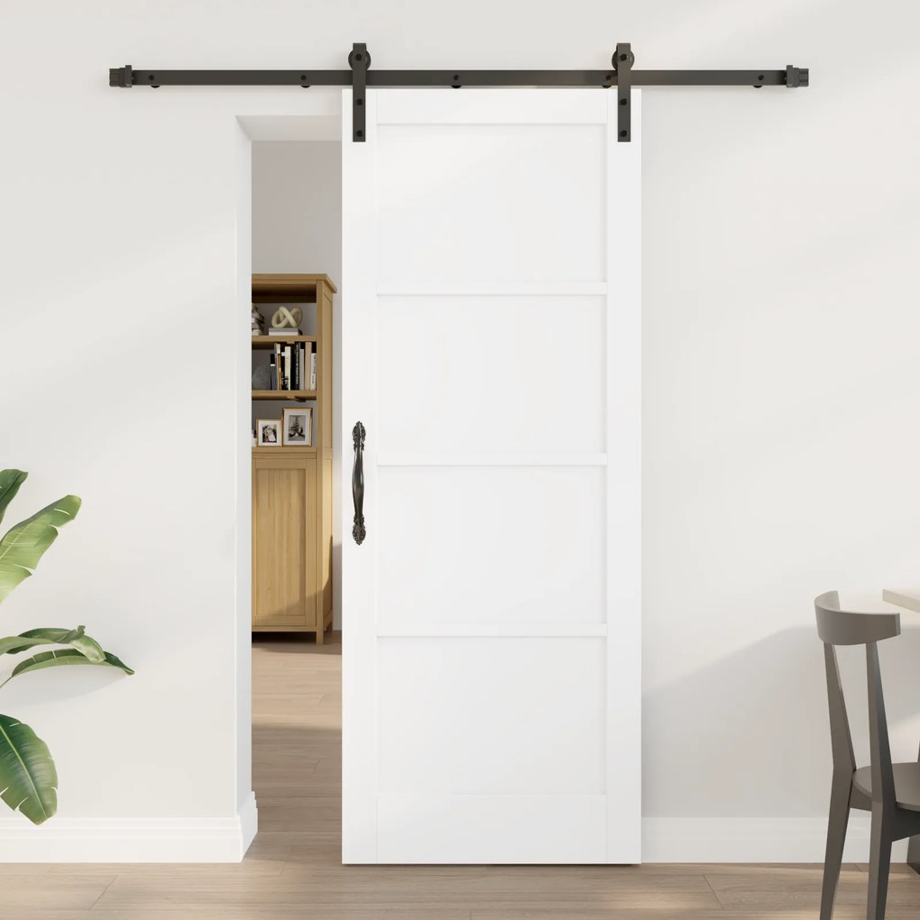 Porta Deslizante vidaXL com Kit de Hardware Branca 78x202 cm Madeira S