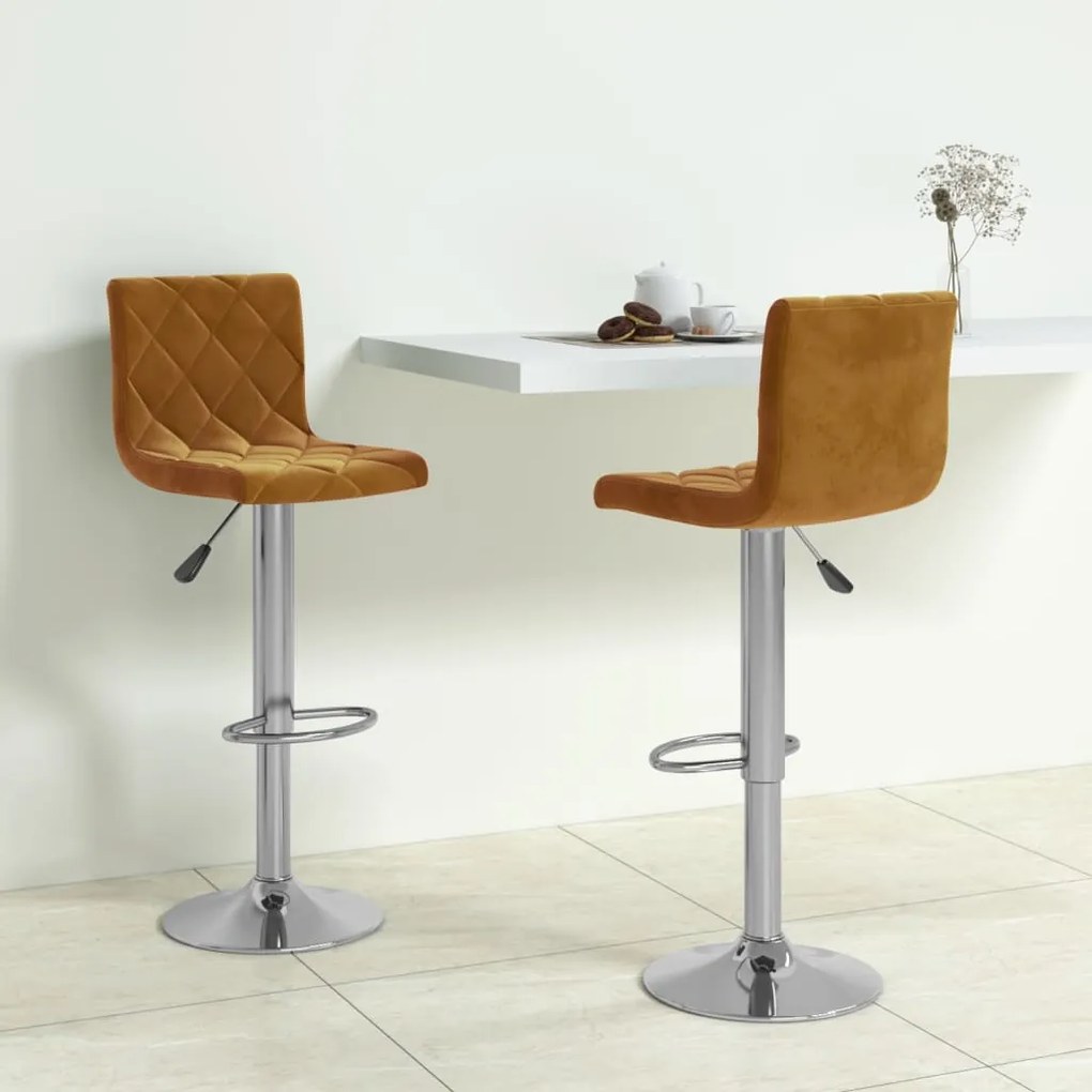 vidaXL Bancos de bar 2 pcs veludo castanho