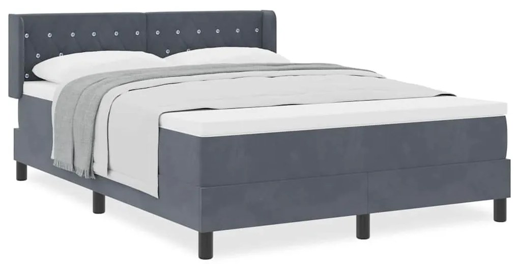 Cama Box com Colchão vidaXL Cinza Escuro 140x190 cm Veludo