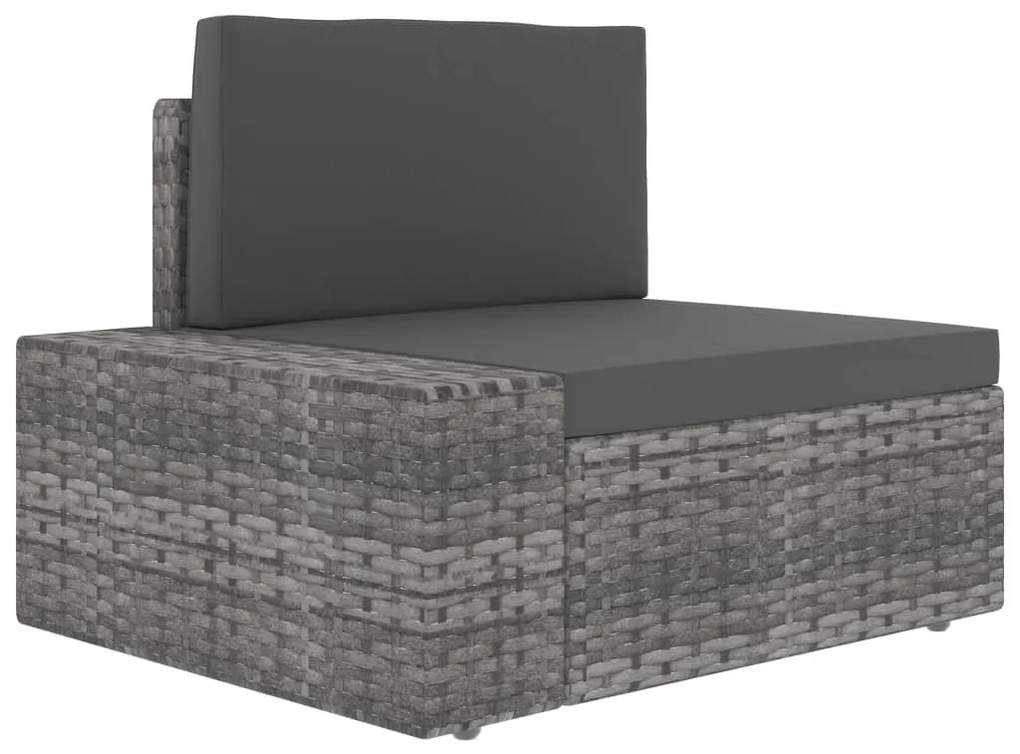 7 pcs conjunto lounge de jardim vime PE cinzento