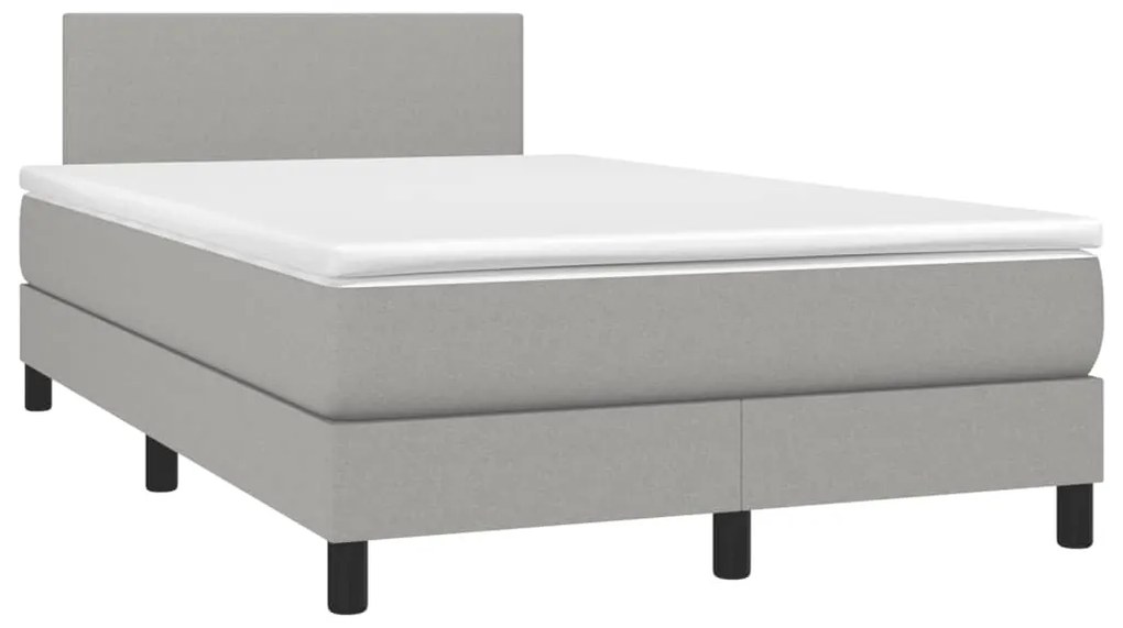 Cama box spring c/ colchão e LED 120x190 cm tecido cinza-claro