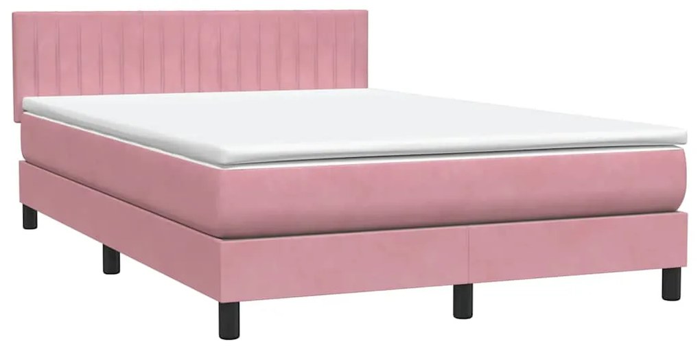 Cama com molas/colchão 140x210 cm veludo Rosa