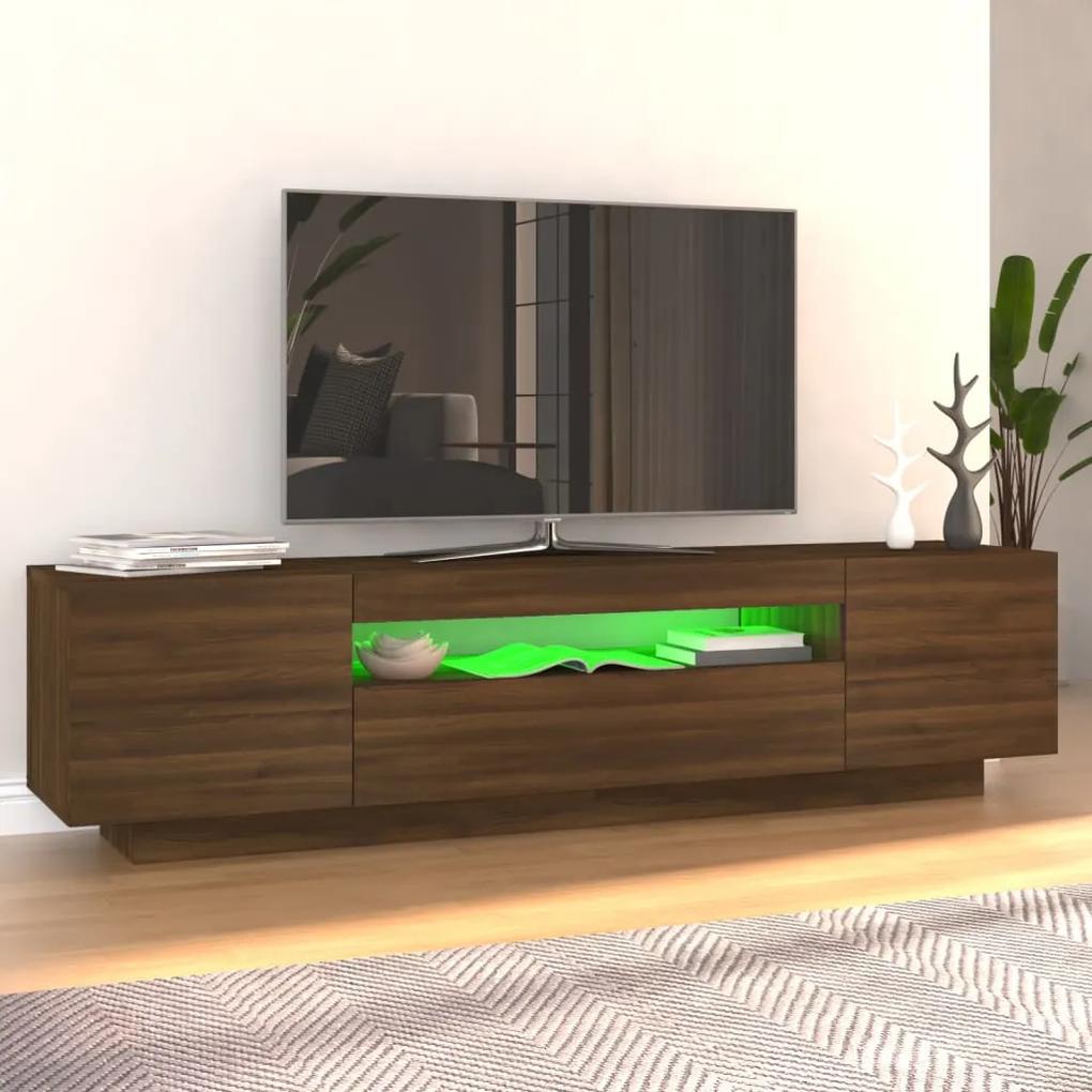 Móvel de TV Giancarlo com Luzes LED de 160cm - Nogueira - Design Moder