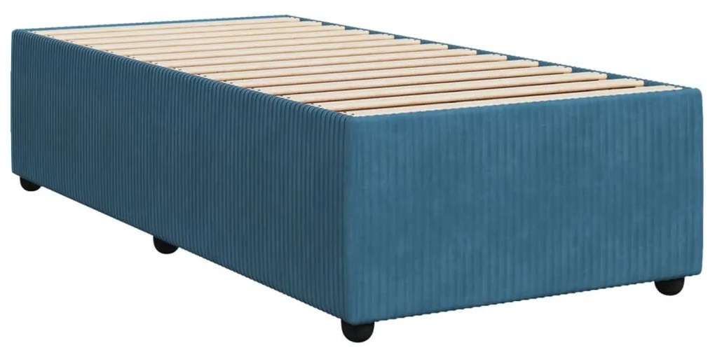 Cama com molas/colchão 90x190 cm veludo azul-escuro