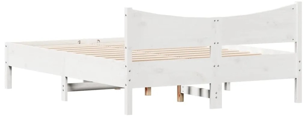 Cama sem colchão 135x190 cm madeira de pinho maciça branco