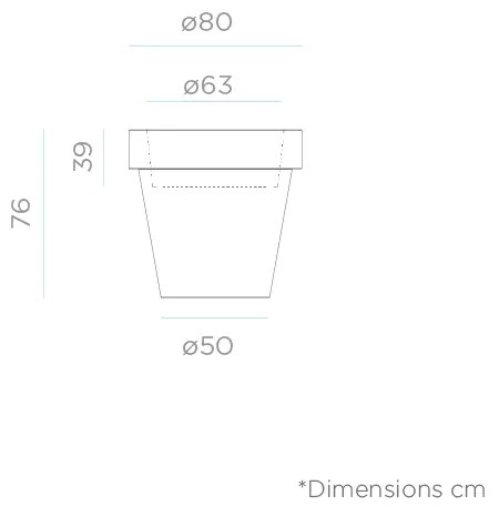 VASO REDONDO GRANDE MAGNOLIA 80 CM LUZ LED BRANCO FRIO COM CABO HOTEL, CASA, JARDIM, RESTAURANTE, BAR