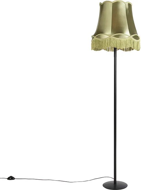 Candeeiro de pé retro preto com cúpula verde estilo avó 45 cm - Simplo
